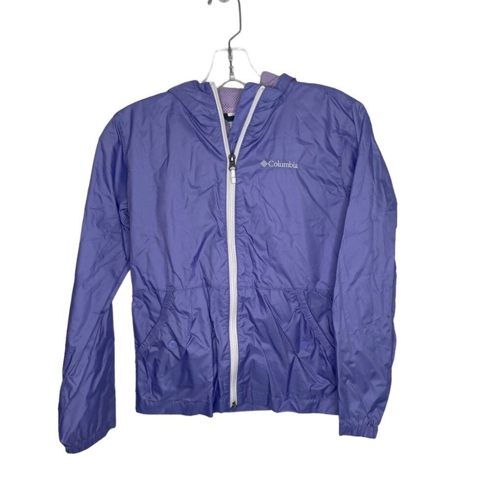 Columbia Jacket Kids Girls Size M Light Purple Long Sleeve Windbreaker Full Zip